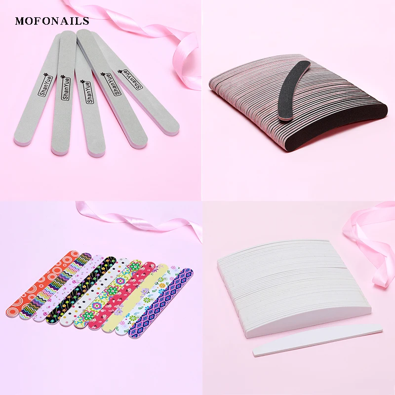 

100pcs/lot Nail Files 100/180 Sandpaper Sanding Polishing Buffer File Double Sides Polishing Durable Pedicure Manicure Tool File