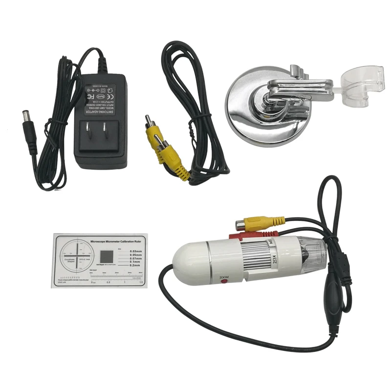 Portable 25X-400X Zoom TV AV Microscope Illuminated Digital Camera Microscope With 8 LED Lighting Magnifier 0.3MP with Stand