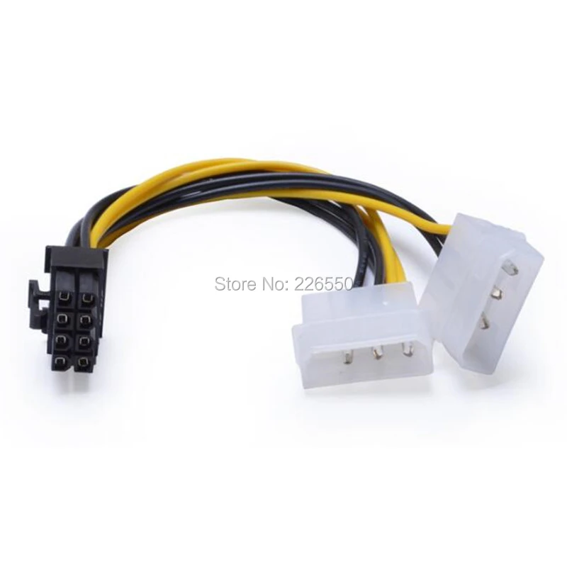 

300pcs/lot Dual 4 Pin Molex IDE Male to 8 Pin Female PCI-E Y Molex IDE Power Cable Adapter Connector For GPU Video Card