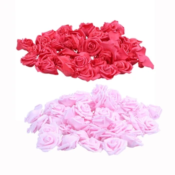 

100X Foam Roses Artificial Flower Wedding Bride Bouquet Party Decor DIY Red & Pink