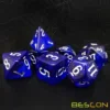 Bescon Super Glow in the Dark Glitter Polyhedral Dice Set DEEP SPACE, Luminous RPG Dice Set,Glowing Novelty DND Game Dice 6