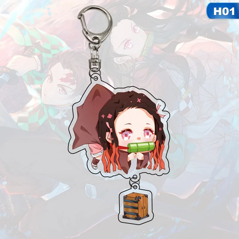 Аниме Demon Slayer брелок Kamado Tanjirou Косплей двухсторонний прозрачный акриловый милый брелок для ключей забавные ювелирные изделия для фанатов подарок