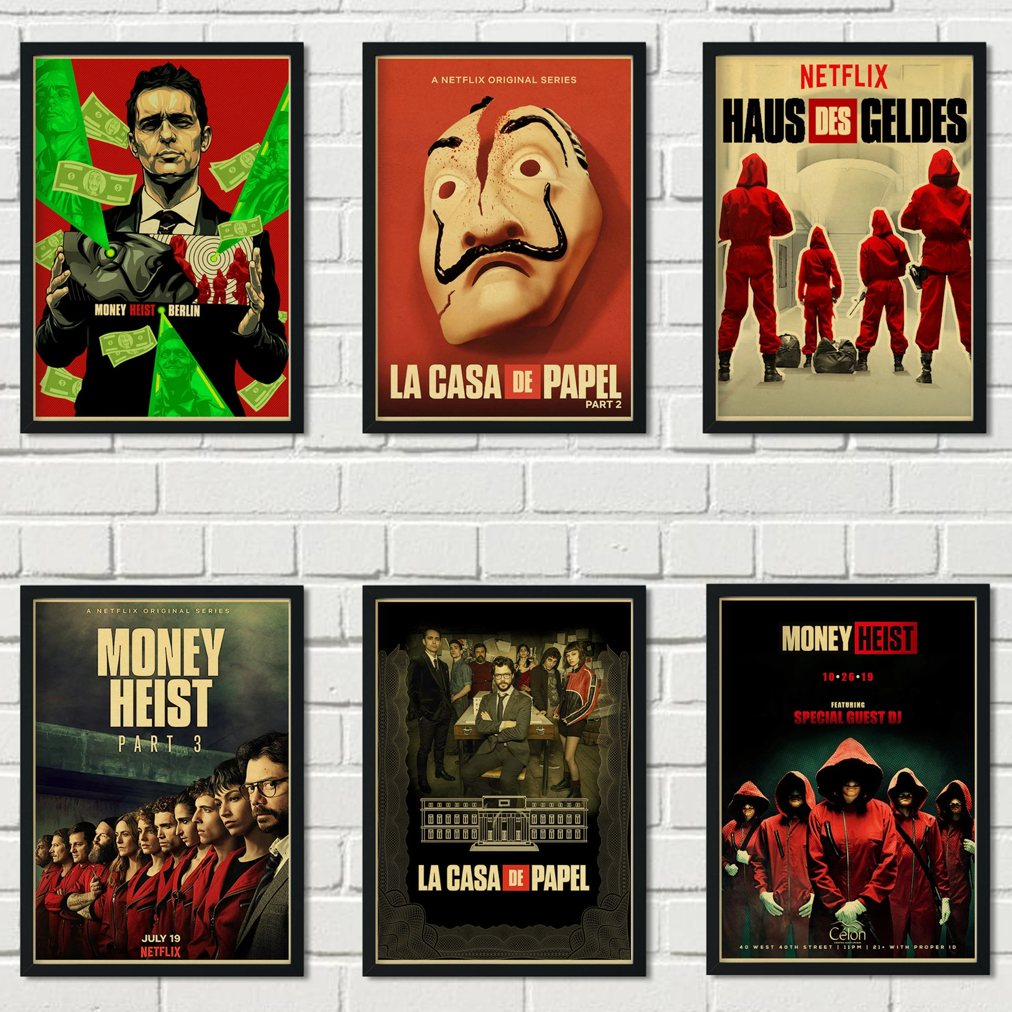 Испанский небрежный фильм La casa de papel ретро-стиль крафт-бумага плакат банкноты дом