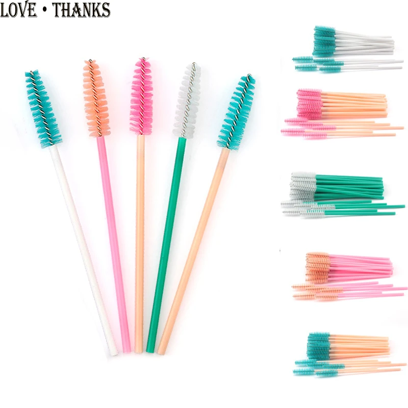 

New 50pcs Eyelash Extension Disposable Eyelash Brush Mascara Stick Applicator Propeller Eye Lash Makeup Brush Set Makeup Tools