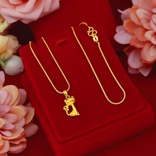 

Luxury 18k Gold Original Necklace for Women Cute Cat Pendant for Wedding High Quality Real Gold Jewelry Wedding Bijoux Femme