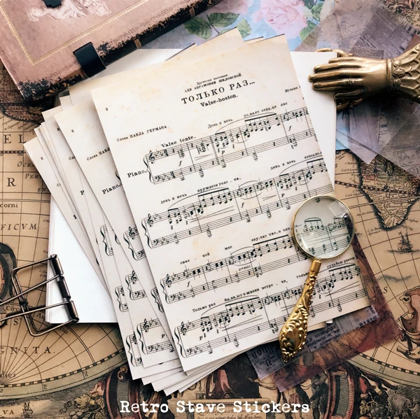 

3Pcs/Bag A5 Vintage Retro Music Book Paper Vellum Stickers for DIY Scrapbooking Happy Planner Card Making Journal Project