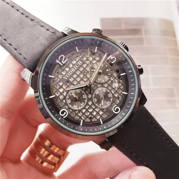 

aaaWatch men's fashion six-pin multi-function quartz watch high quality high quality. Leather strap.