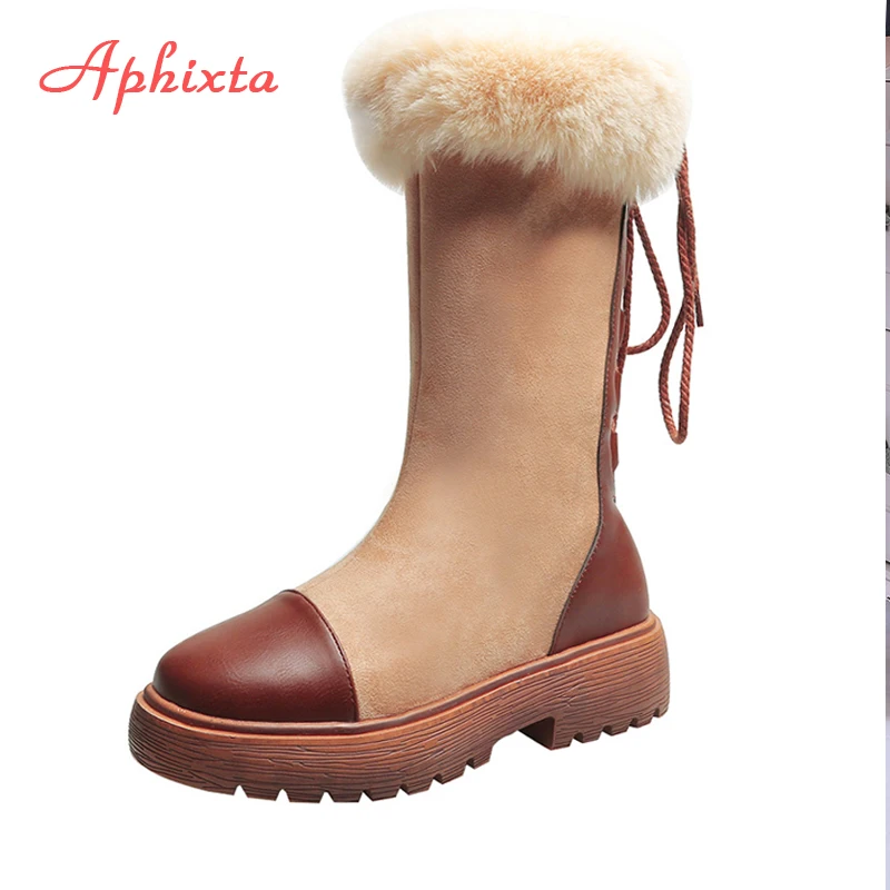 lace up faux fur boots