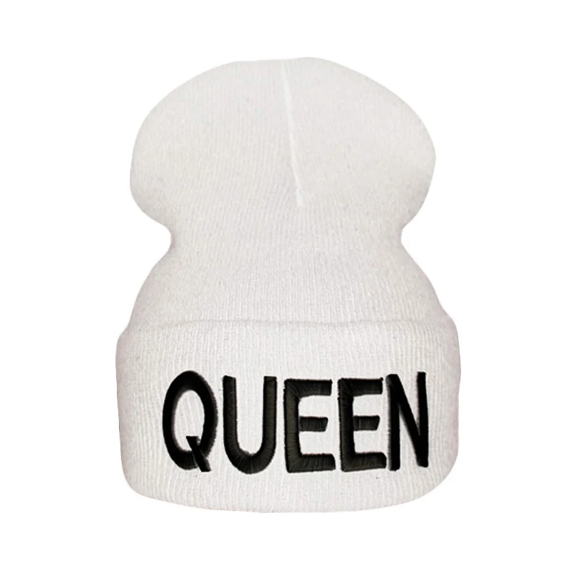 Шапка-бини с вышитыми буквами KING QUEEN, зимняя теплая шапка s, вязаная шапка для женщин, хип-хоп, уличная облегающая шапка для влюбленных, Mutsen