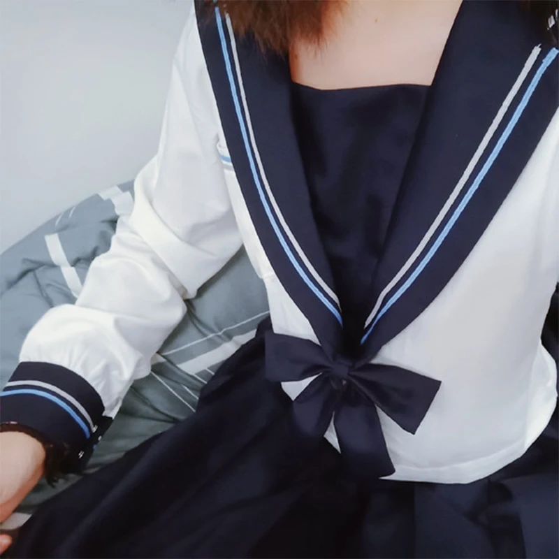 Белая школьная Косплей Снежная форма с вышивкой японская школьная форма для женщин девочек матросский костюм плиссированная юбка