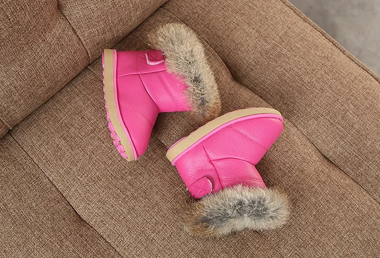 Новые детские сапоги детские резиновые сапоги зимние утепленные плюшевые зимние сапоги для девочек теплая кожаная короткая детская обувь для мальчиков 13-18 см