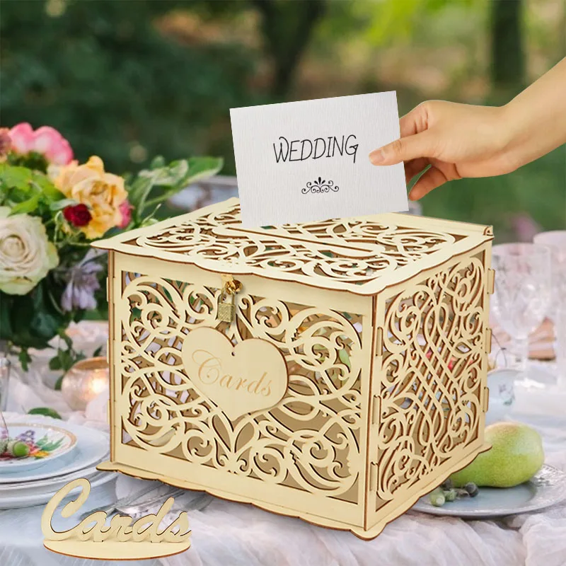 Подарочная коробка для свадебных открыток деревянные пустотелые