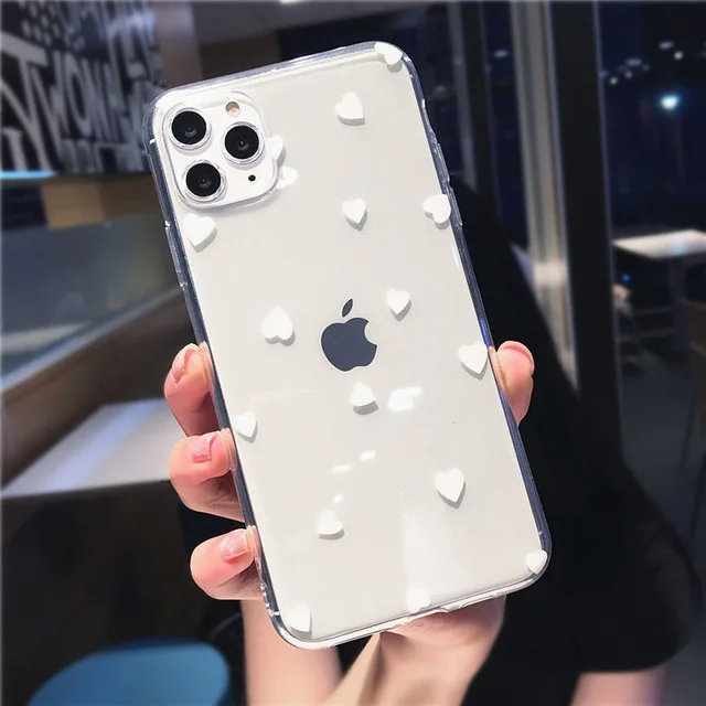 white Lovebay чехол для телефона для iPhone 11 6 6s 7 8 Plus X XR XS 11Pro Max мультфильм Любовь Сердце прозрачный Ультратонкий Мягкий ТПУ задняя крышка чехол s - Цвет: white
