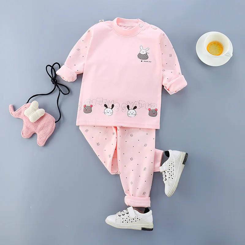 

CALOFE 2 Pcs Baby Cartoon Clothing Set Autumn Cotton Clothes Boys Girls Long Sleeve T-shirt Pants Suit Kids Top Tees Trousers
