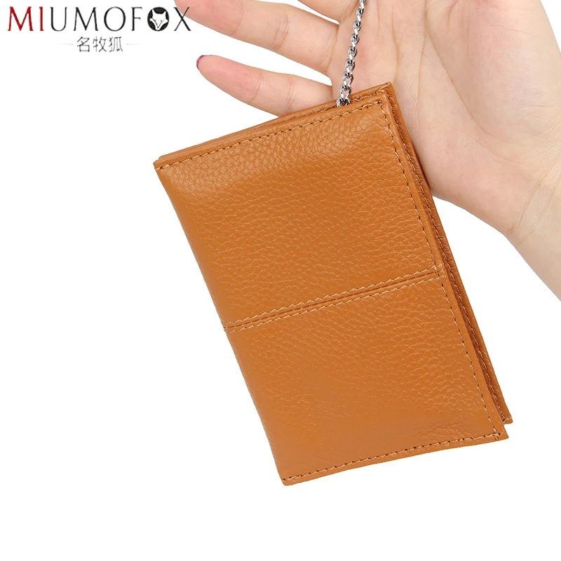 

Genuine Leather Fashion Women's Small Wallet Double Pocket Luxury Designer Ladies Card Holder Keychain Zip Slim Mini Coin Purse