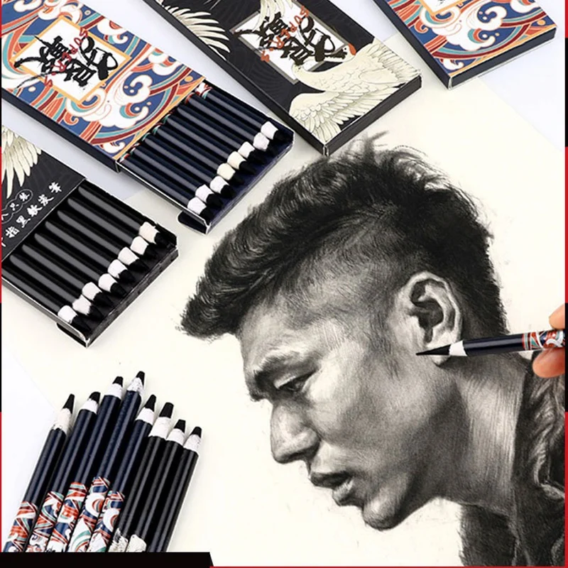 

8 Sticks Charcoal Set Art Sketch Carbon Pen Soft Charcoal Painting Pencil Sketch Charcoal Pencil