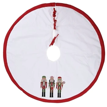 

48 Inch Christmas Tree Skirt Burlap Walnut Soldier Ornament Floor Mat Cover Xmas 77UD