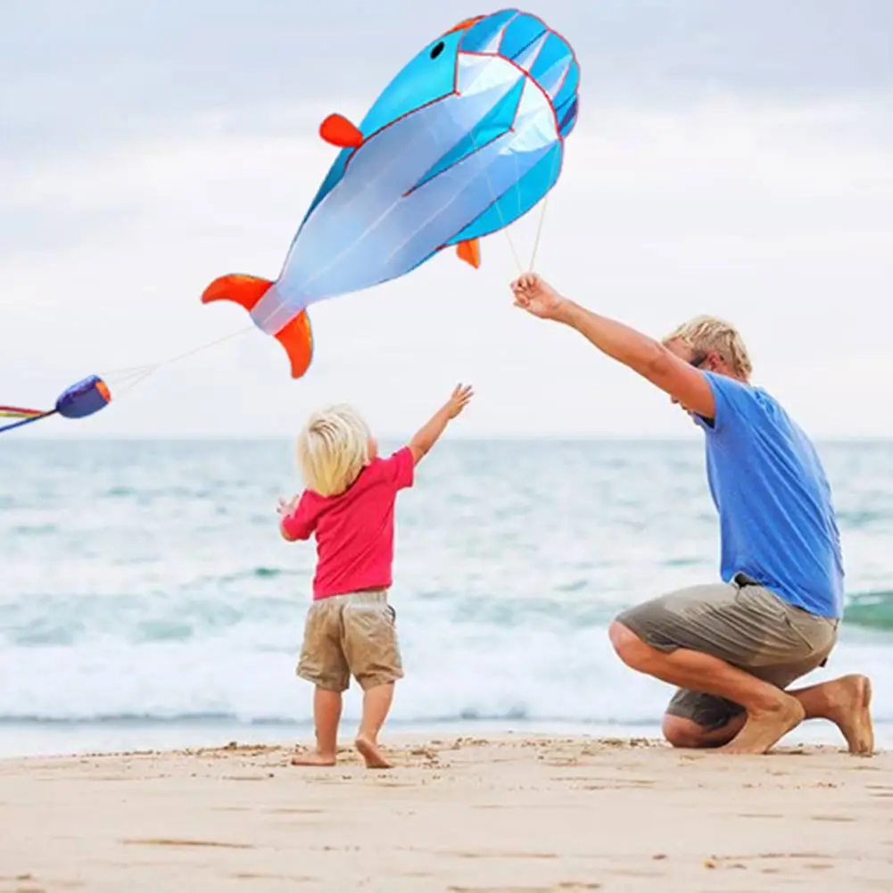 Huge 3D Kite Frameless Soft Parafoil Whale Family Outdoor Sports Toy Children 