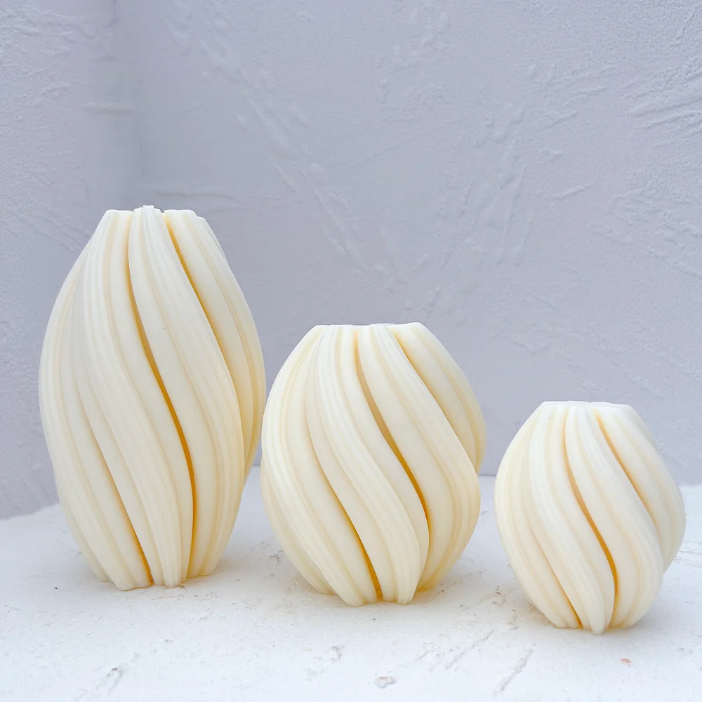 Silicone Mold Silicone Candle Molds Geometric Wave Twirl Candle Molds Taper Abstract Art Decorative Wavy Stripe Pillar 3 Sizes