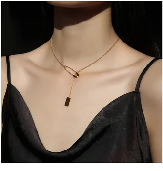 

Timeless Wonder Titanium Safety Pin Love Tag Charm Necklace Women Stainless Steel Jewelry Gothic Gold Boho Top Trendy Ins 5221