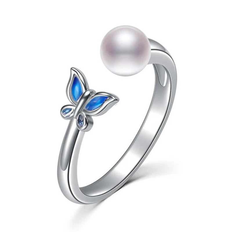 

DMCRFP019 5-6MM Butterfly Style Pearl Ring Real 925 Sterling Silver Ring For Women