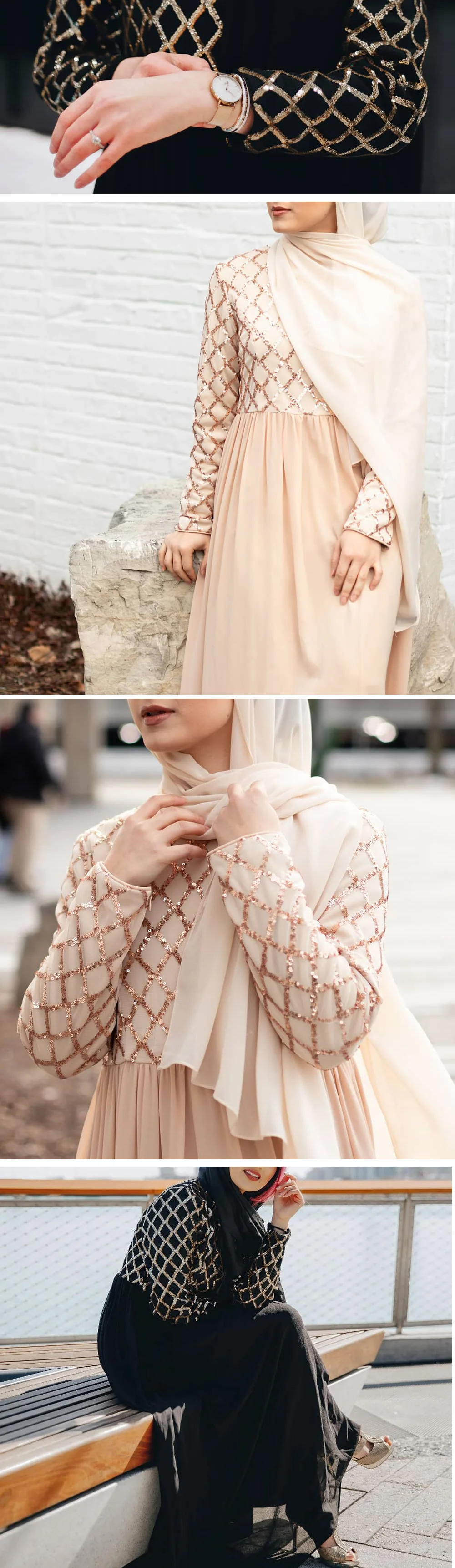 Роскошных мусульманский блесток абайя хиджаб Вечернее платье элегантный кардиган-кимоно с длинным халаты Jubah Ближнего Востока Рамазан Исламская, молитвенная