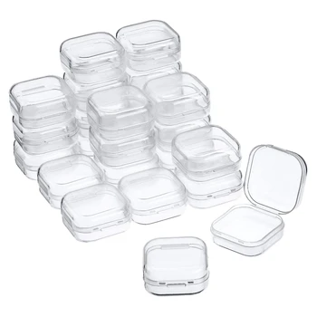 

AYHF-24Pcs Small Clear Plastic Beads Storage Containers Box with Hinged Lid for Storage of Small Items Crafts Hardware