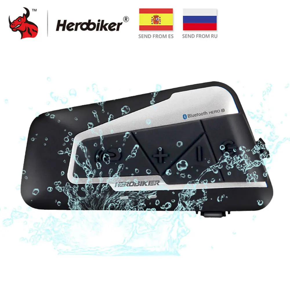 HEROBIKER 1200M Bluetooth Intercom Motorcycle Helmet Interphone Headset Waterproof Wireless Bluetooth Moto Headset Interphone