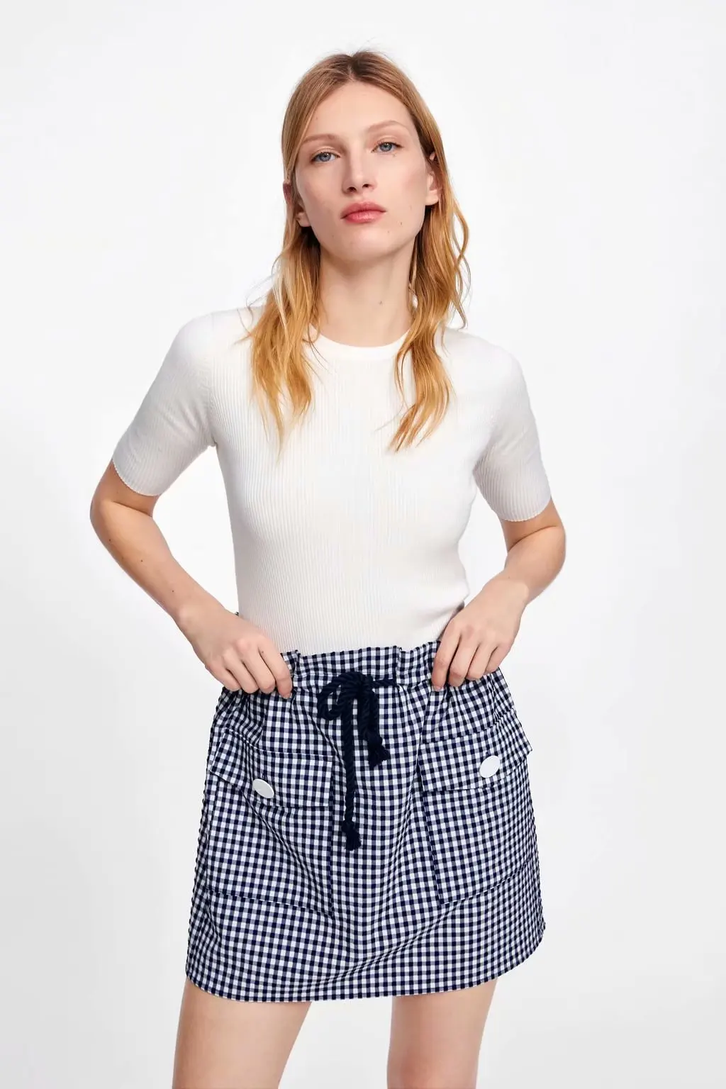 

Western Style 2019 Summer New Style WOMEN'S Dress Retro Bud Waist High Waist Drawstring Pattern Mini Skirt Plaid Skirt Short Ski