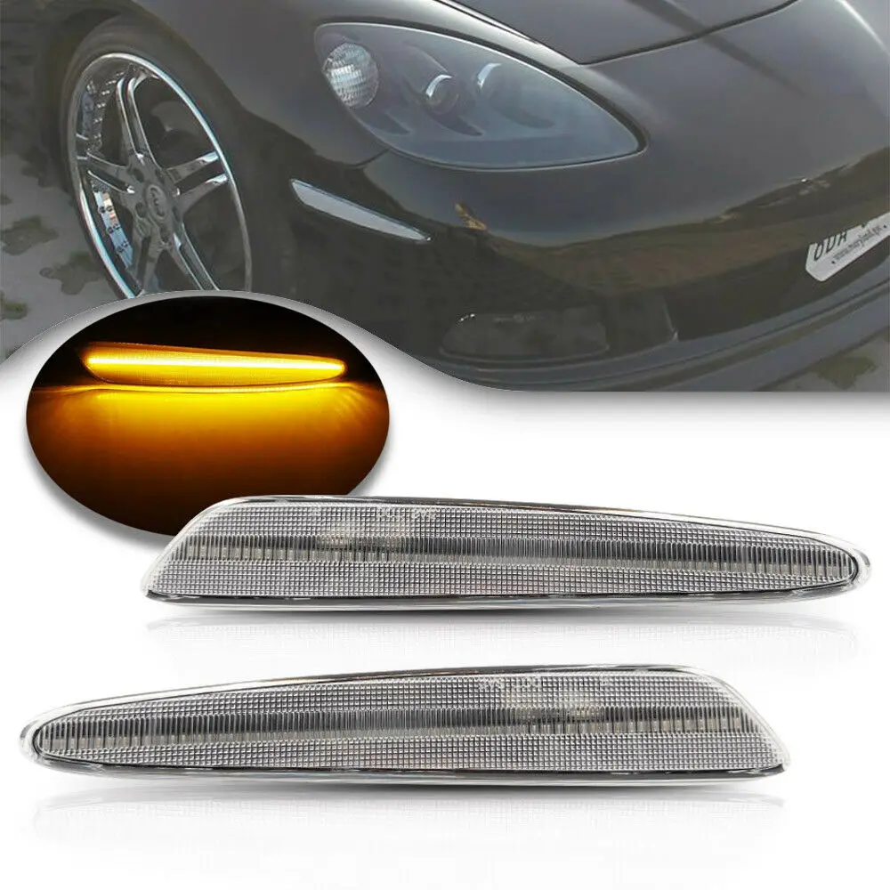 2Pcs Front Amber Led Side Marker Lamp for Chevrolet Corvette C6 2005