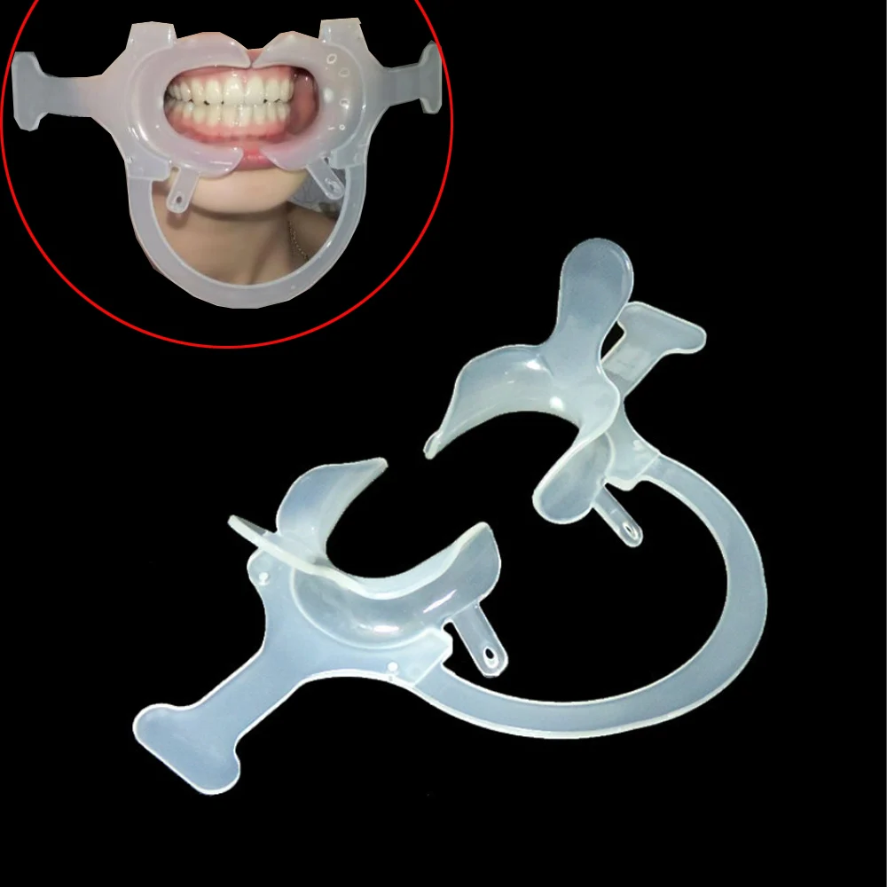 Aiming Comprobar Retractor Dental en Forma de C Apertura de Dispositivos de ortodoncia Transparente Azul Dientes de plástico de Boca de Labios abridor 