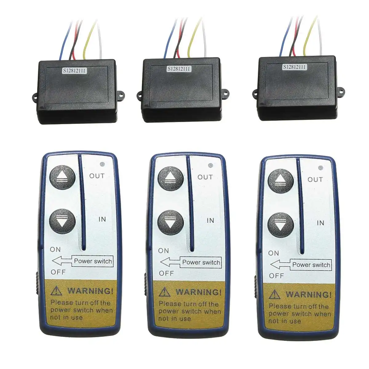 3pcs Car Wireless Winch Electric Remote Control With Manual Transmitter Set Truck ATV SUV Truck