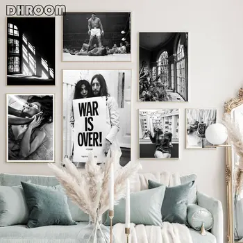 

Black White Fashion Poster Smoking Woman Canvas Print War Is Over Wall Art Painting Nordic Decoration Picture Living Room Decor