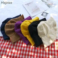 Женские шапки-ведерки с неровными полями, одноцветные, милые, для девушек, шляпа, корейский стиль, Винтаж, подходит ко всему, на каждый день, высокое качество, для женщин, s, Harajuku