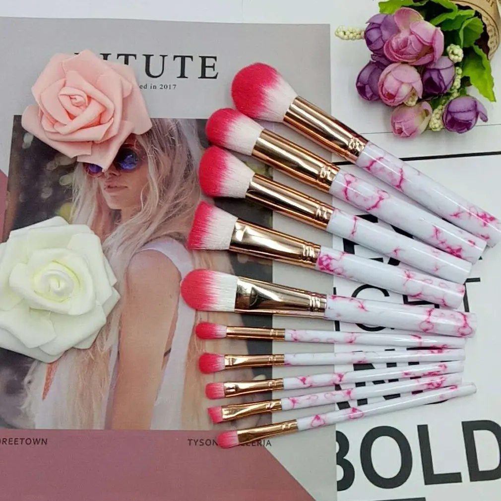 10 PCS Set Marbling Makeup Brushes Kit Eye Shadow Brushes Portable Make Up Brush Universal Beauty 2