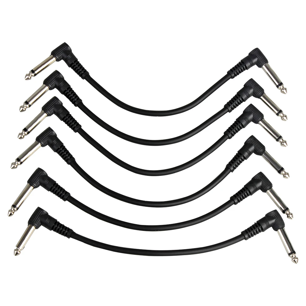 Electric Guitar Cable Guitar Accessories 6Pcs Guitar Effect Pedal Cable Connecting Line 6.35Mm To 6.35Mm Audio Cable 21Cm Right Angle Cord Copper Wire Guitar Accessories