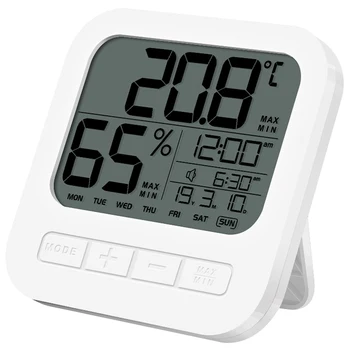 

Temperature Humidity Measurement Alarm Clock Time Date Displayed Snooze Function Alarm Clock