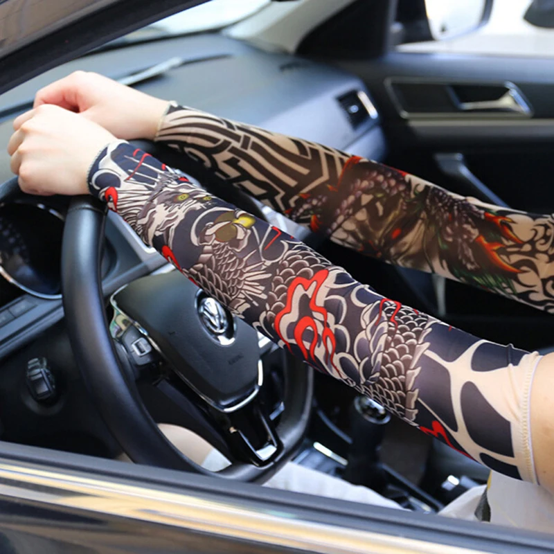 

1PC Cycling Sports Tattoo Sleeves UV Cool Arm Sleeves Cycling Running Arm Warmer Sport Elastic Oversleeve Arm Warmers