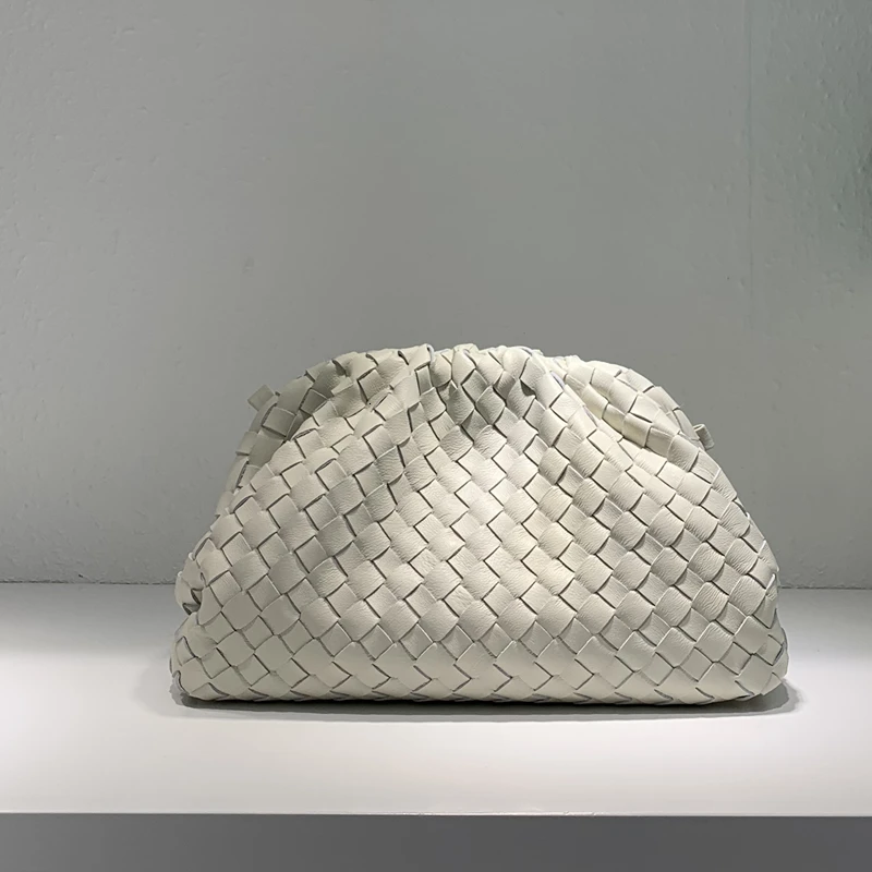 2019 New Cloud Cowhide Woven Bag Pleated Leather Bag Shoulder Bag Slung Dumplings Clutch Handbag Street Shopping Sac Crossbody