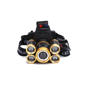 

80000LM 18650 Headlamp HeadLight 5LED Zoom Rechargeable Torch Charger Battery