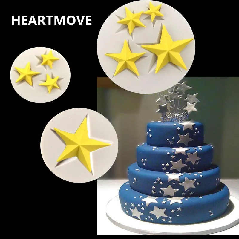 

HEARTMOVE 3 Style Star Shape 3D Silicone Fondant Cake Mold Tools For Cake Decorating DIY Clay Mold Chocolate Baking Mold 9225