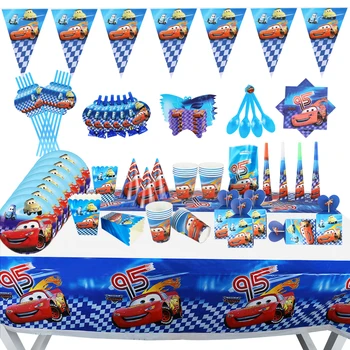 

Disney Car Boys Party Supplies Balloon Paper Cups Plates Straws Caps Kids Baby Shower Birthday Party Decorations Sets