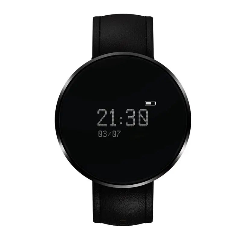 0.96 Inch Bluetooth Smart Watch with Round Dial Touch Screen and Heart Rate Monitor (Black Belt)