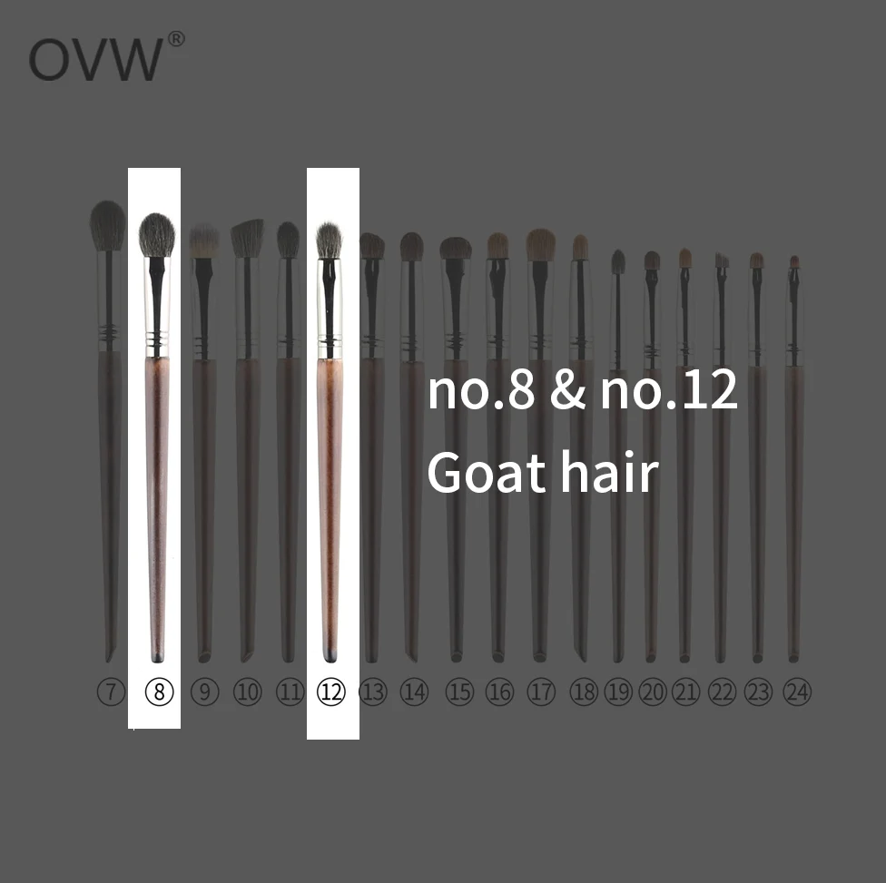 OVW складные тени для растушевки из натурального козьего волоса, Профессиональные кисти для макияжа с козьим волосом - Handle Color: 8n12