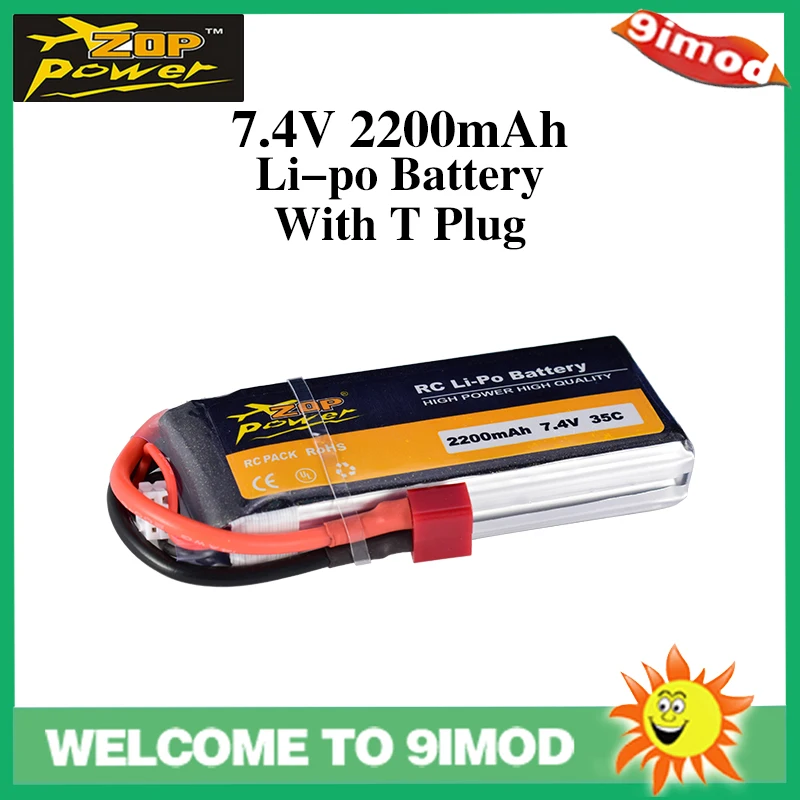 ZOP Power 7 4 В 2200 мАч 35C 2S Lipo батарея с Т образным разъемом перезаряжаемая Замена для RC