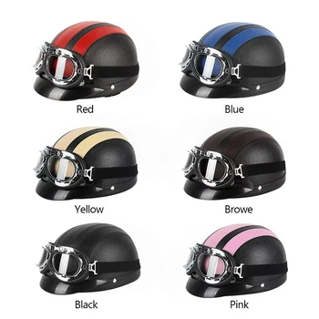 

Saisika Half Motorcycle Helmet Open Face Electric Bicycle Goggles Visor for Scooter Cycling Touring vintage Harley Helmet