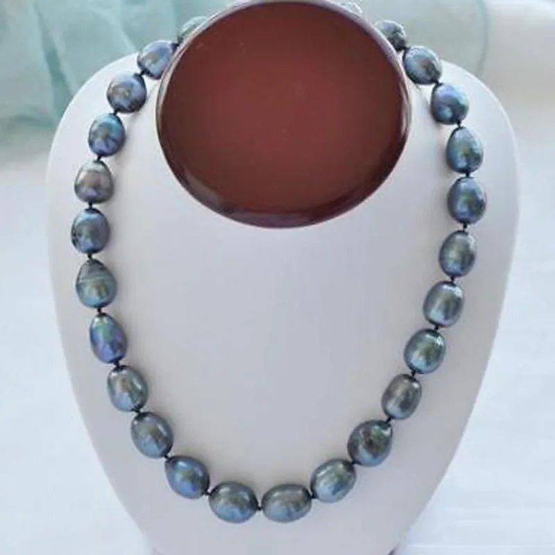 

18" AAA 9-10MM NATURAL SOUTH SEA BAROQUE GRAY PEARL NECKLACE 14K Clasp jj