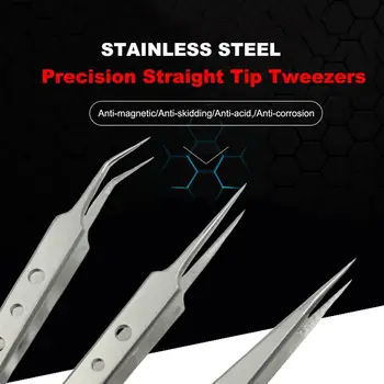 

Stainless Steel Precision Straight Fine Tip Tweezers High Elasticity For Mobile Phone Motherboard Repair Tool