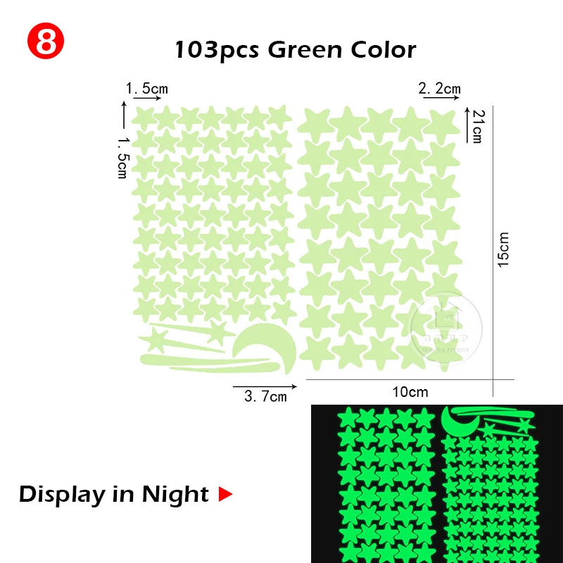 Luminous Green Blue Lights Stars Wall Stickers Glow in the Dark Baby Nuresery Kids Room Decoration Eco-friendly DIY Wall Decals