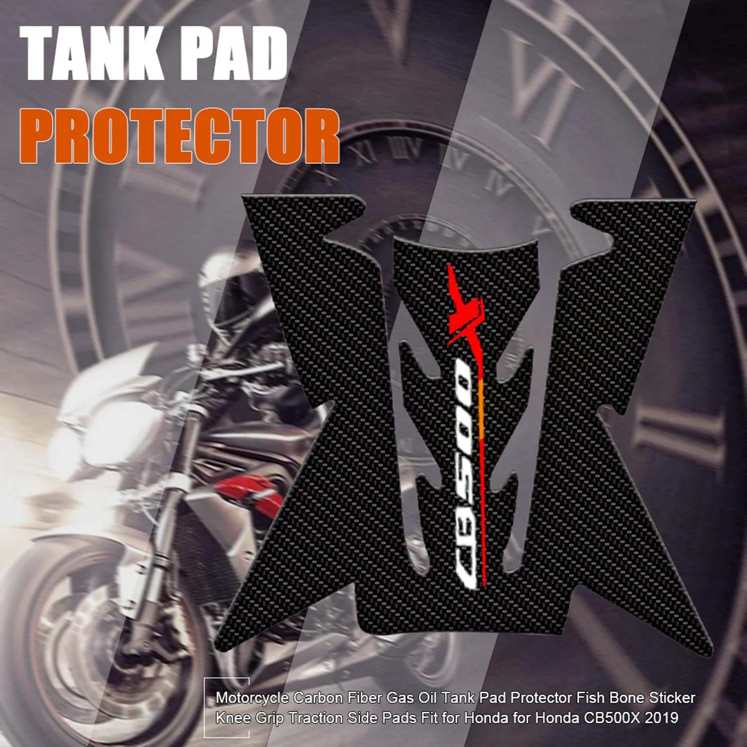 Gas Fuel Oil Tank Cover Pad Sticker Protector Carbon Fiber Motorcycle Scooter